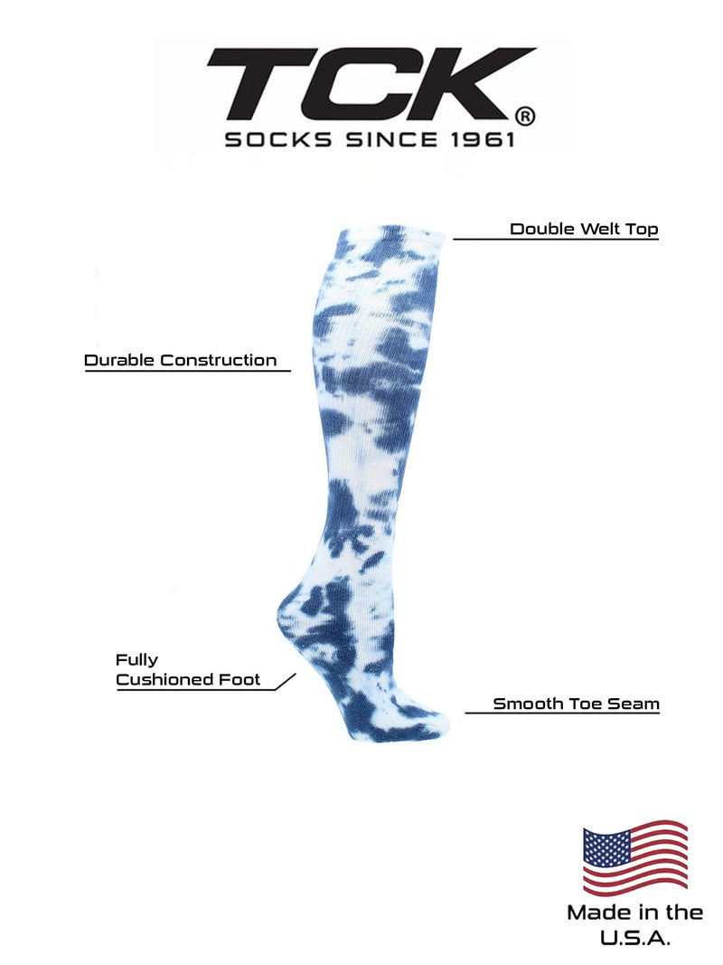 TCK Tie Dye Multisport Tube Socks (Navy/White, Small) - Image 4